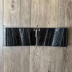 BCBGMAXAZRIA Faux Crocodile Belt in Black